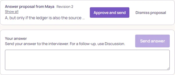 The proposal block and the Your answer form as the operator sees them.